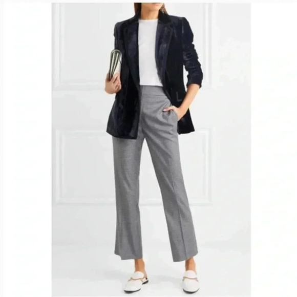 J Crew Collection Grosgrain-trimmed Navy double-breasted velvet blazer size 000 - Picture 5 of 11